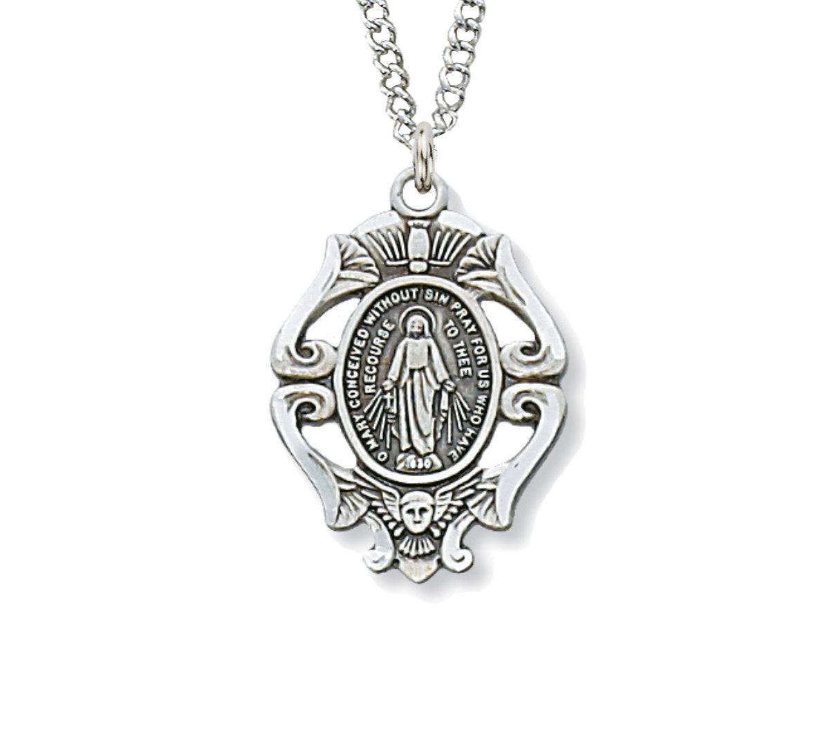 Dove and Angel Miraculous Sterling Silver Medal for Women