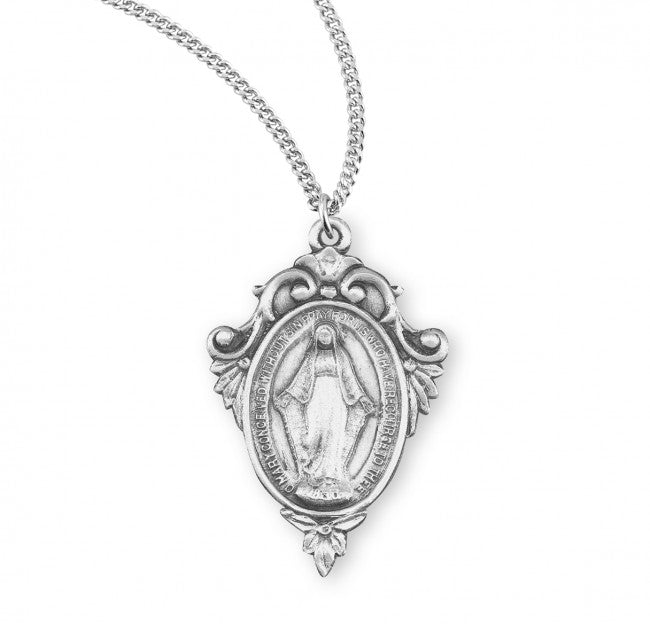 Fancy Floral Border Miraculous Medal for Women