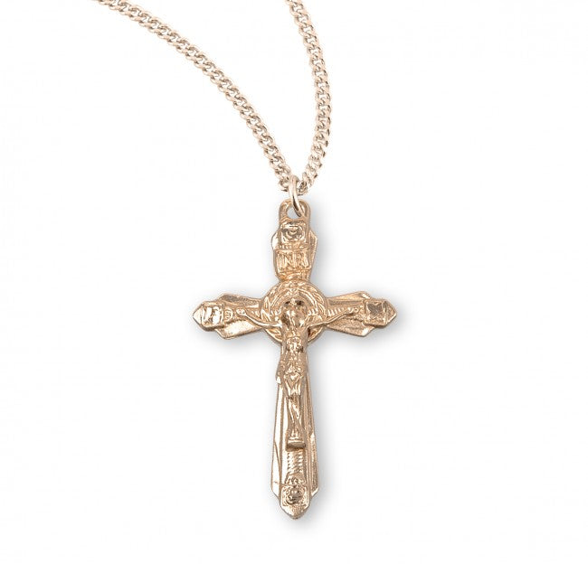 Four Flower Tip Crucifix Necklace for Women