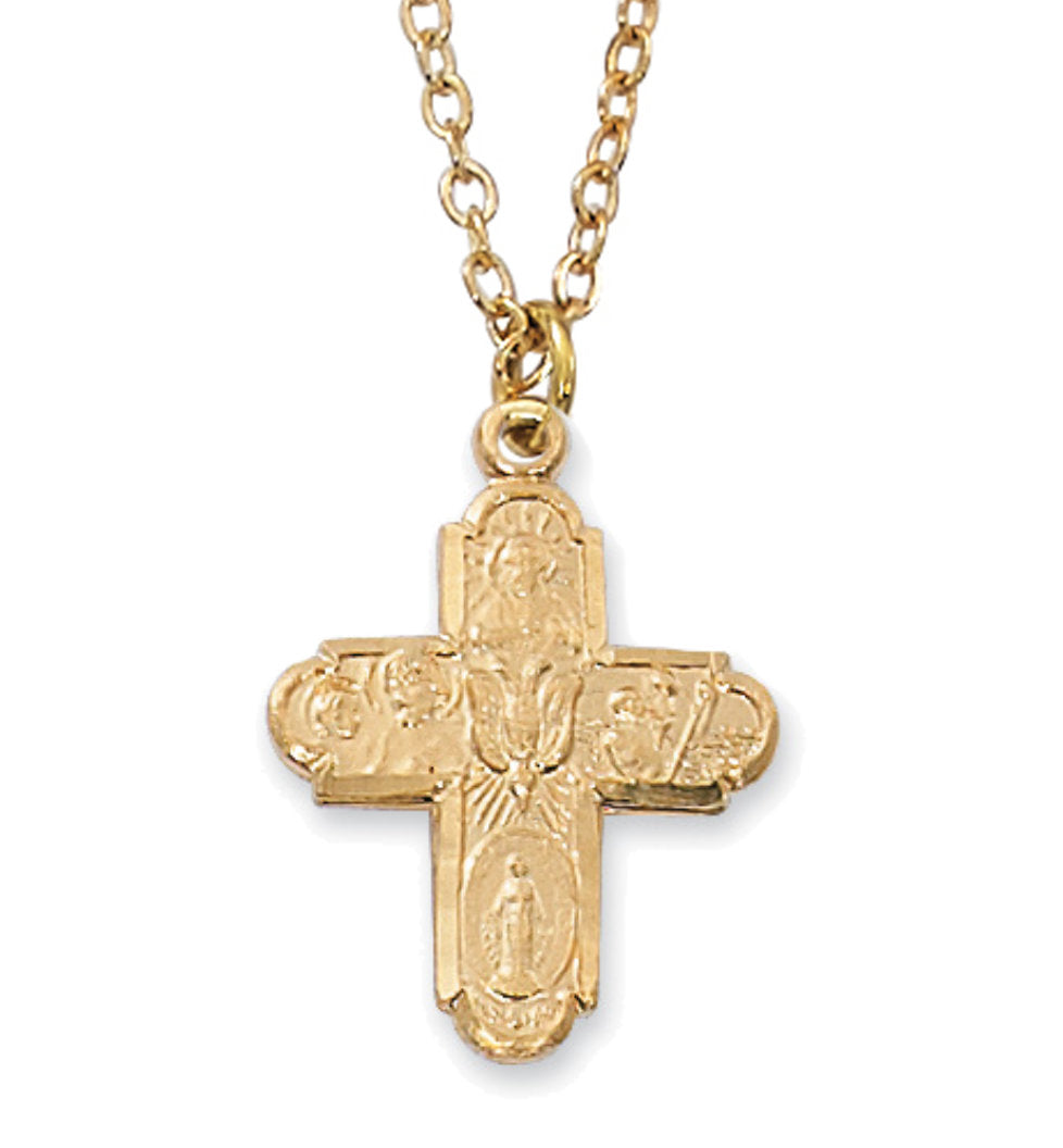 Four-Way Medal with Dove Goldtone for Women