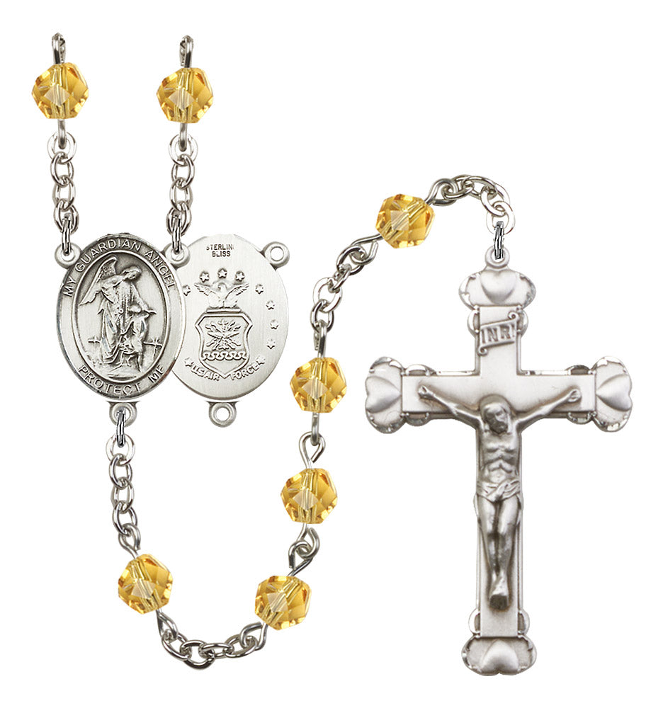 Guardian Angel Air Force Birthstone Rosary for Women