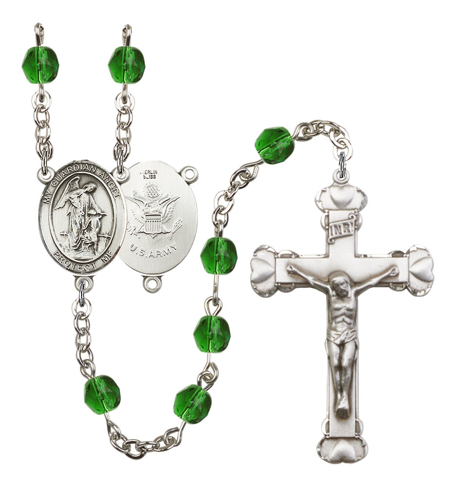 Guardian Angel Army Birthstone Rosary for Women