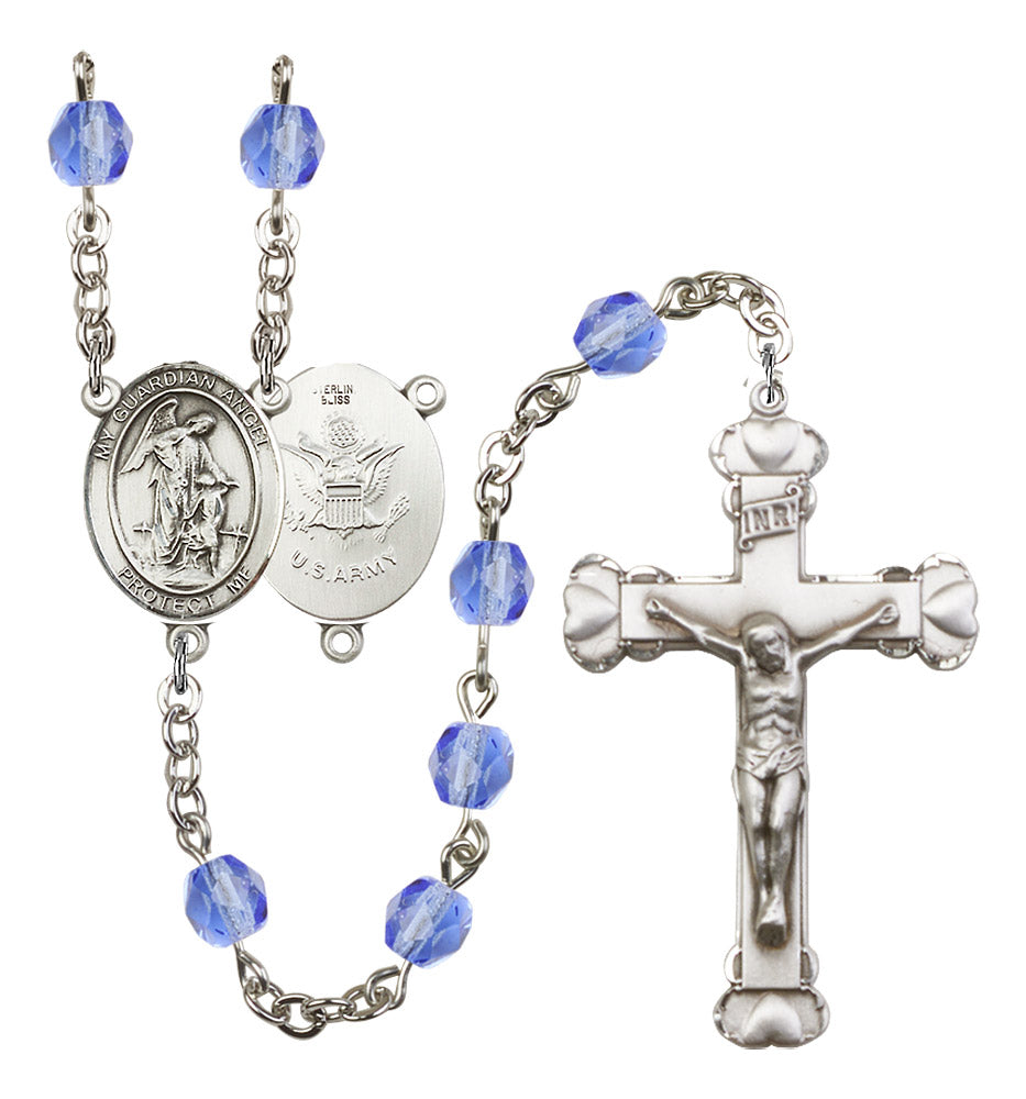 Guardian Angel Army Birthstone Rosary for Women
