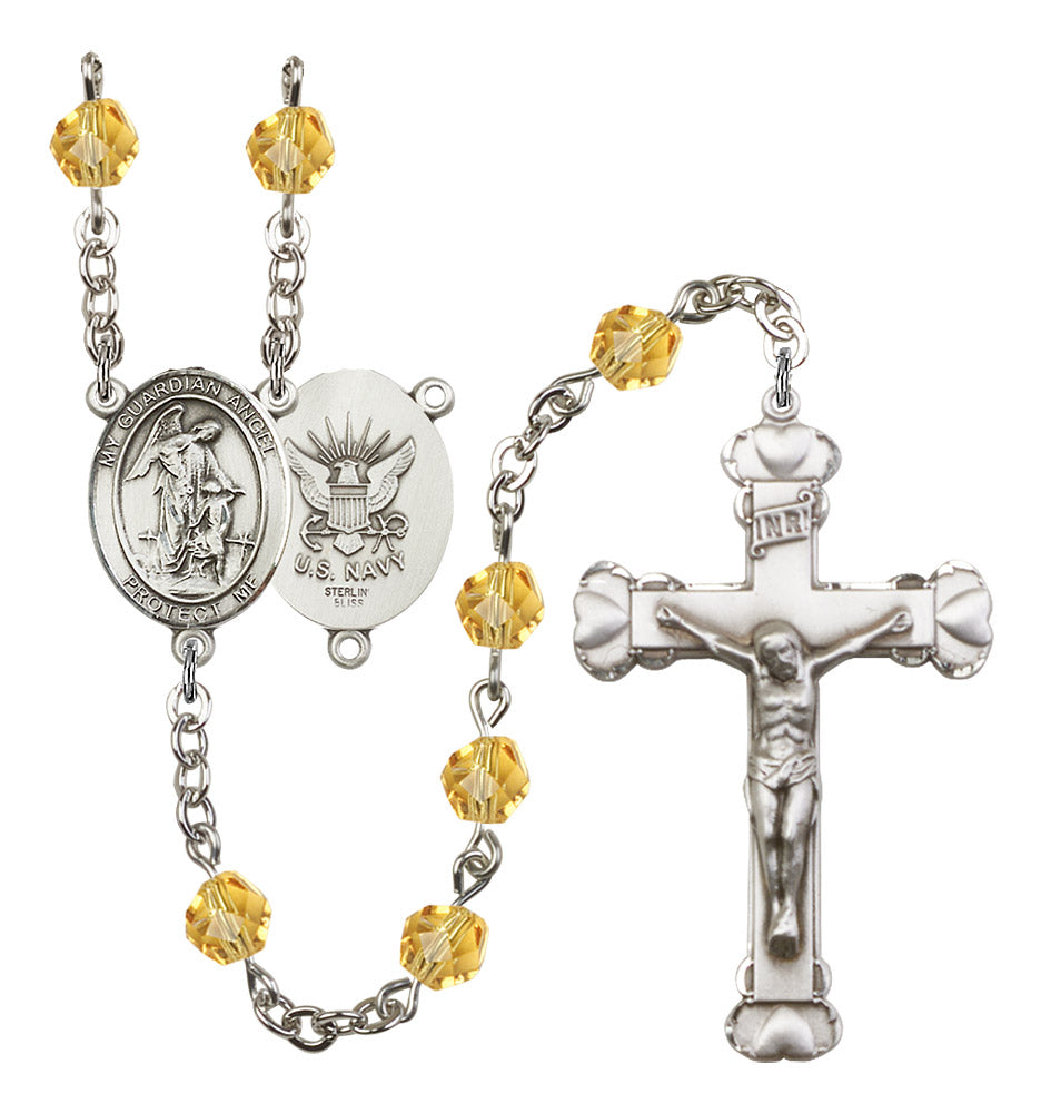 Guardian Angel Navy Birthstone Rosary for Women