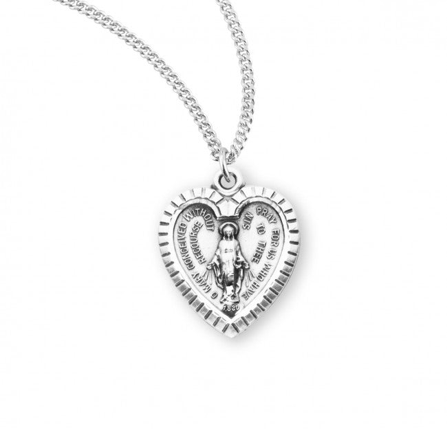Heart Miraculous Medal Silver or Blue for Women