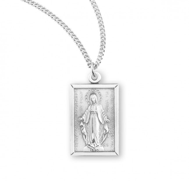 Larger Rectangle Shape Miraculous Medal for Women