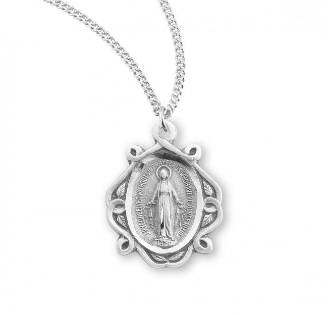 Leaf Accent Miraculous Medal for Women