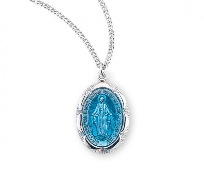 Lined Scalloped Border Miraculous Medal for Women