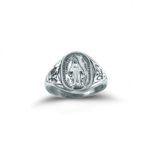 Miraculous Medal Ring Sterling Silver for Women