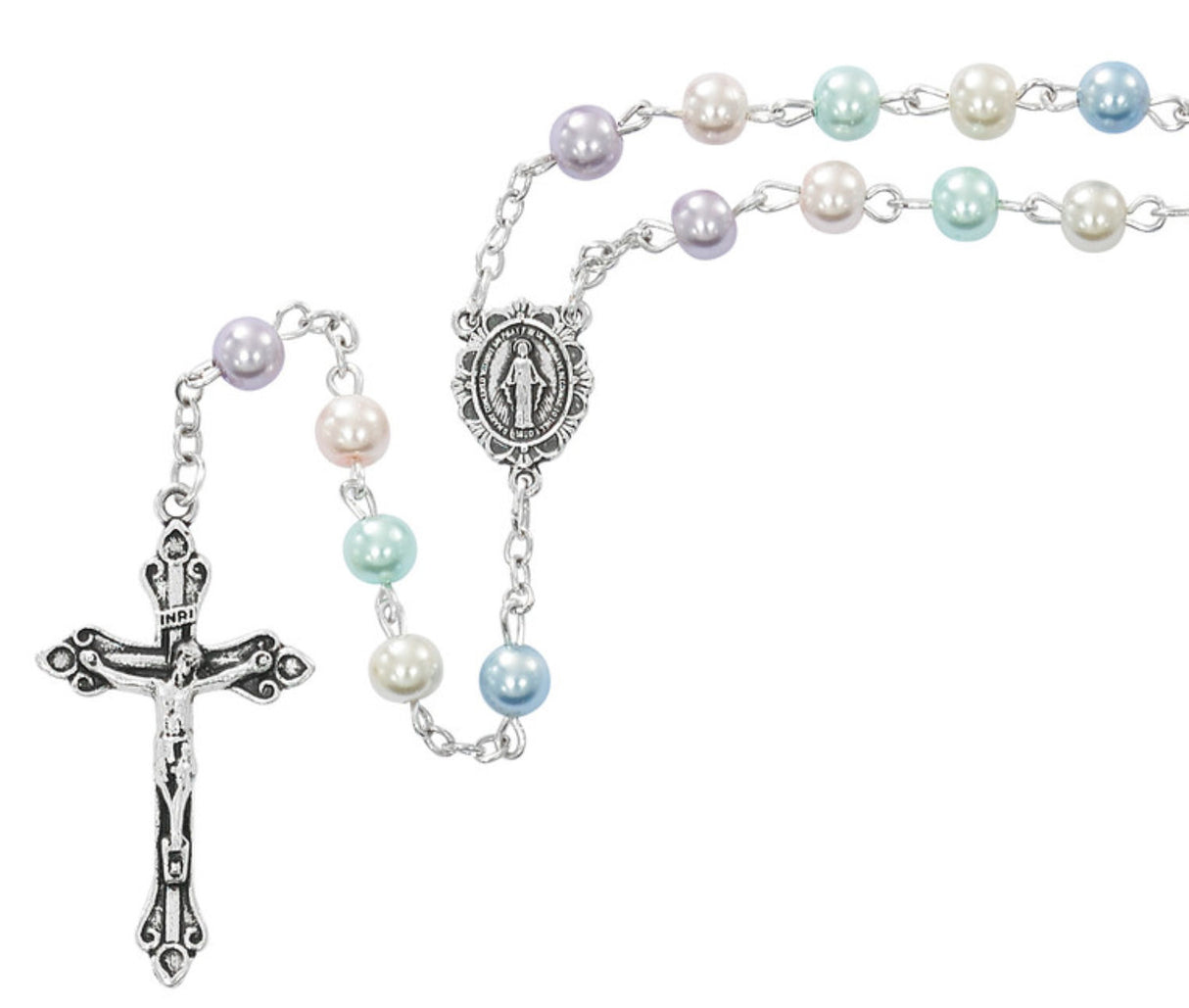Multi-Color Faux Pearl Rosary for Women