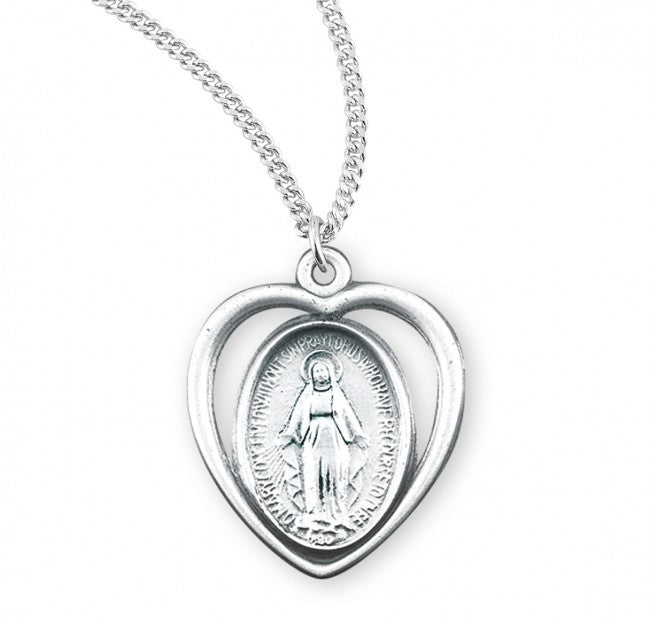 Open-Cut Heart Miraculous Medal for Women
