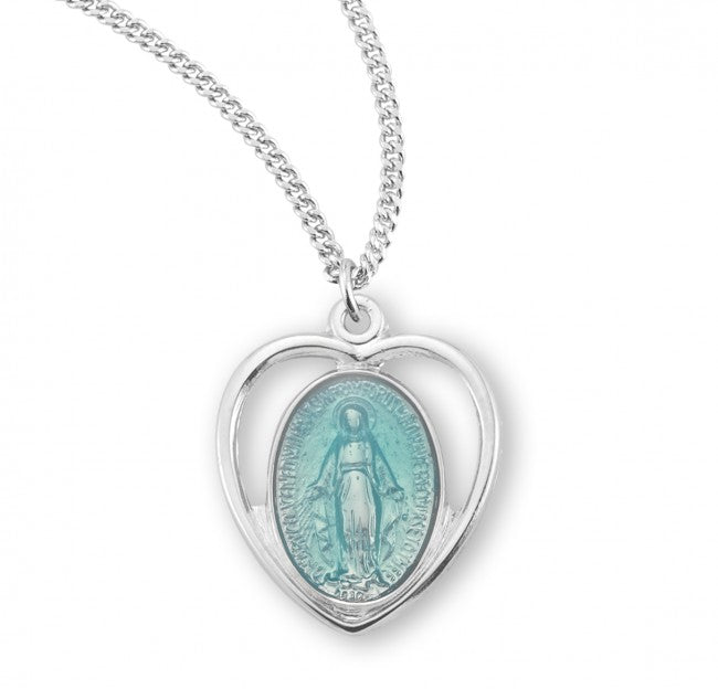 Open-Cut Heart Miraculous Medal for Women