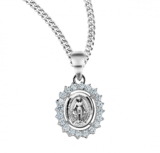 Oval Cluster Cubic Zirconia Miraculous Medal for Women