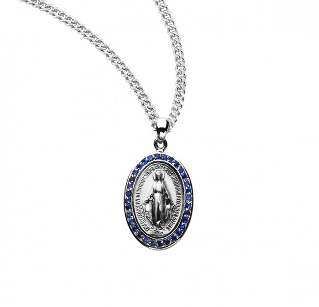 Oval Cubic Zirconia Studded Miraculous Medal for Women