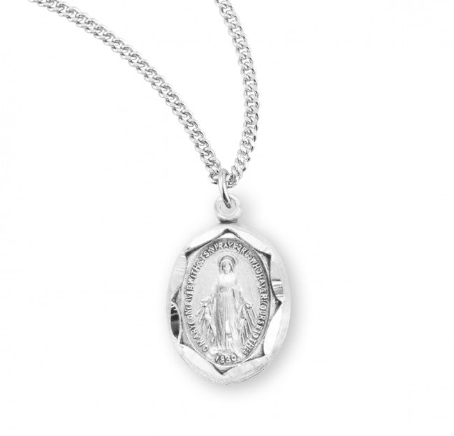 Oval Miraculous Pendant with Scalloped Edges for Women