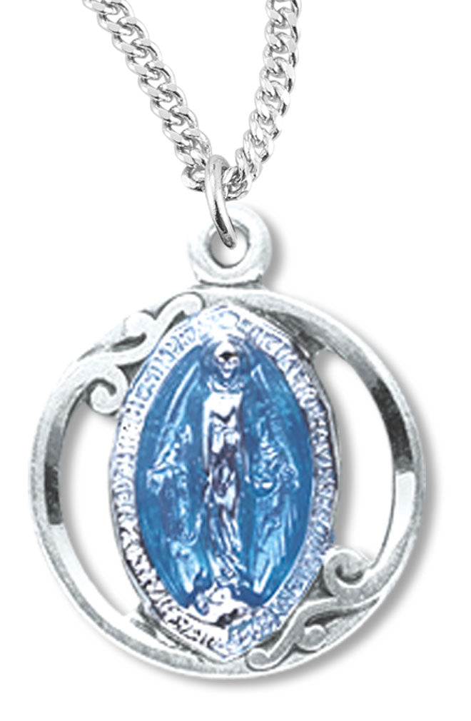 Petite Blue Enamel Miraculous Pendant for Women