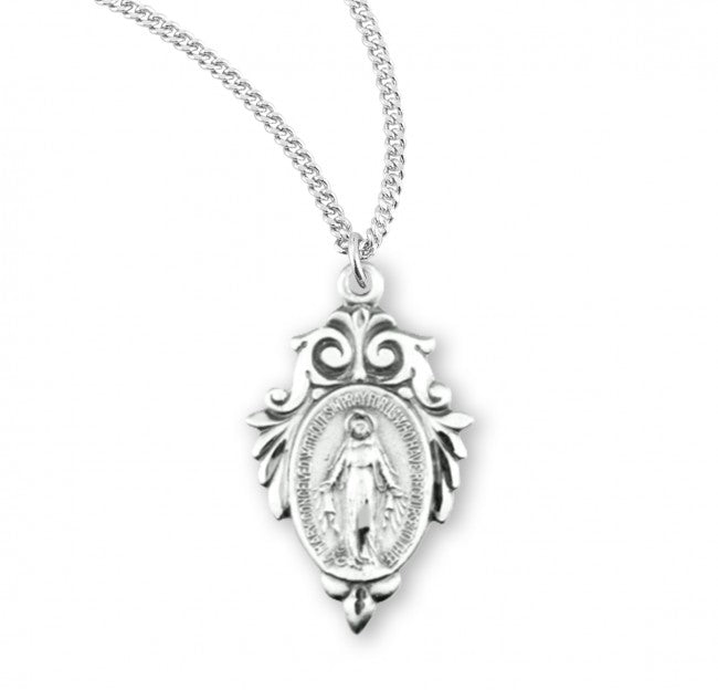 Pointed Tip Fleur de Lis Miraculous Medal for Women