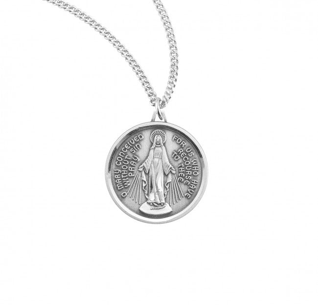 Round Modern Miraculous Medal for Women