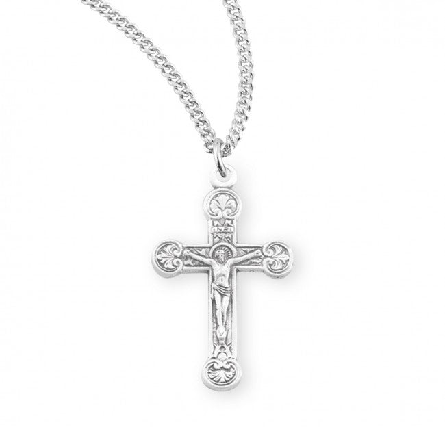 Rounded Floral Tip Crucifix Necklace for Women
