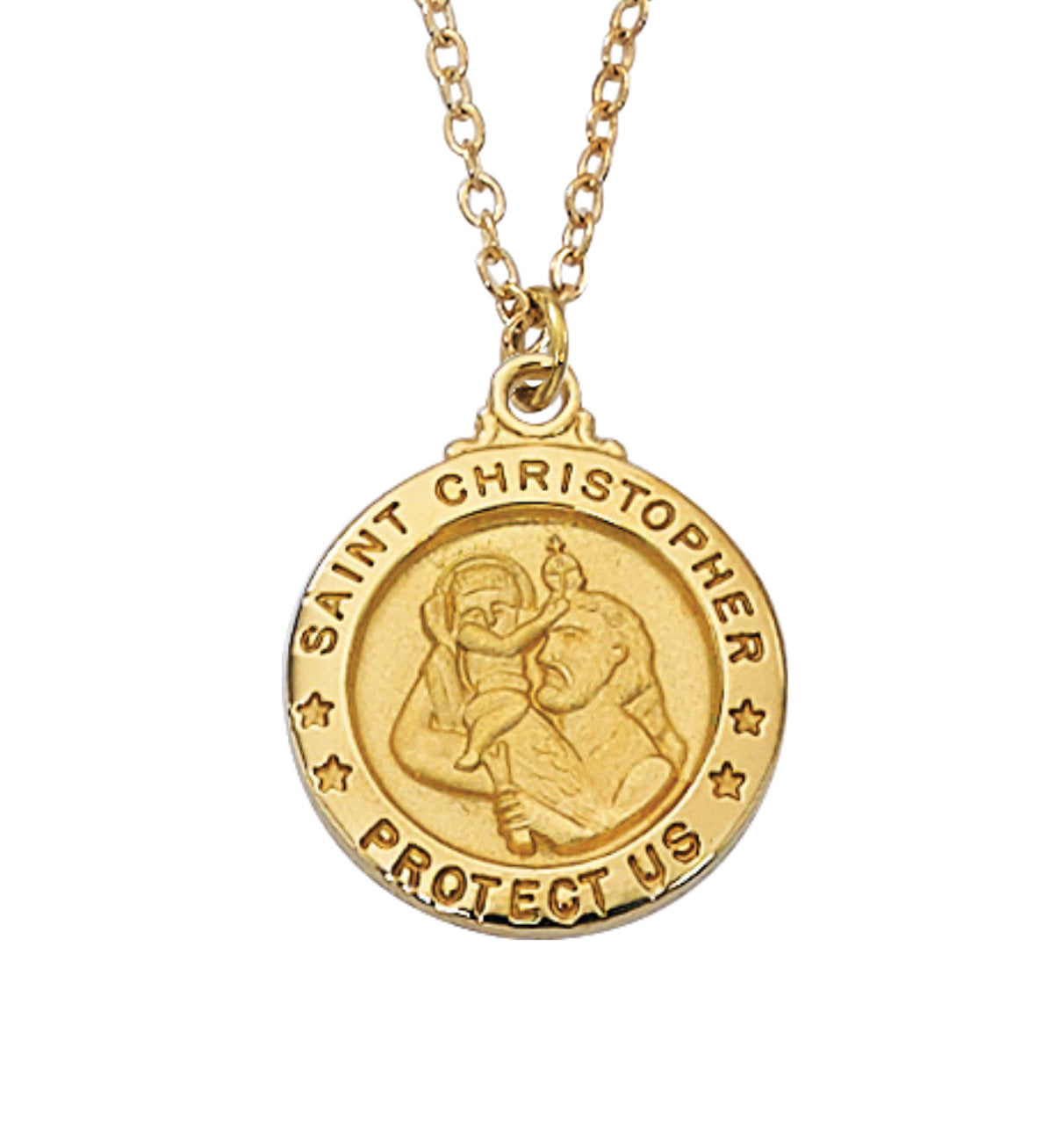 Saint Christopher Medal Round Goldtone for Women