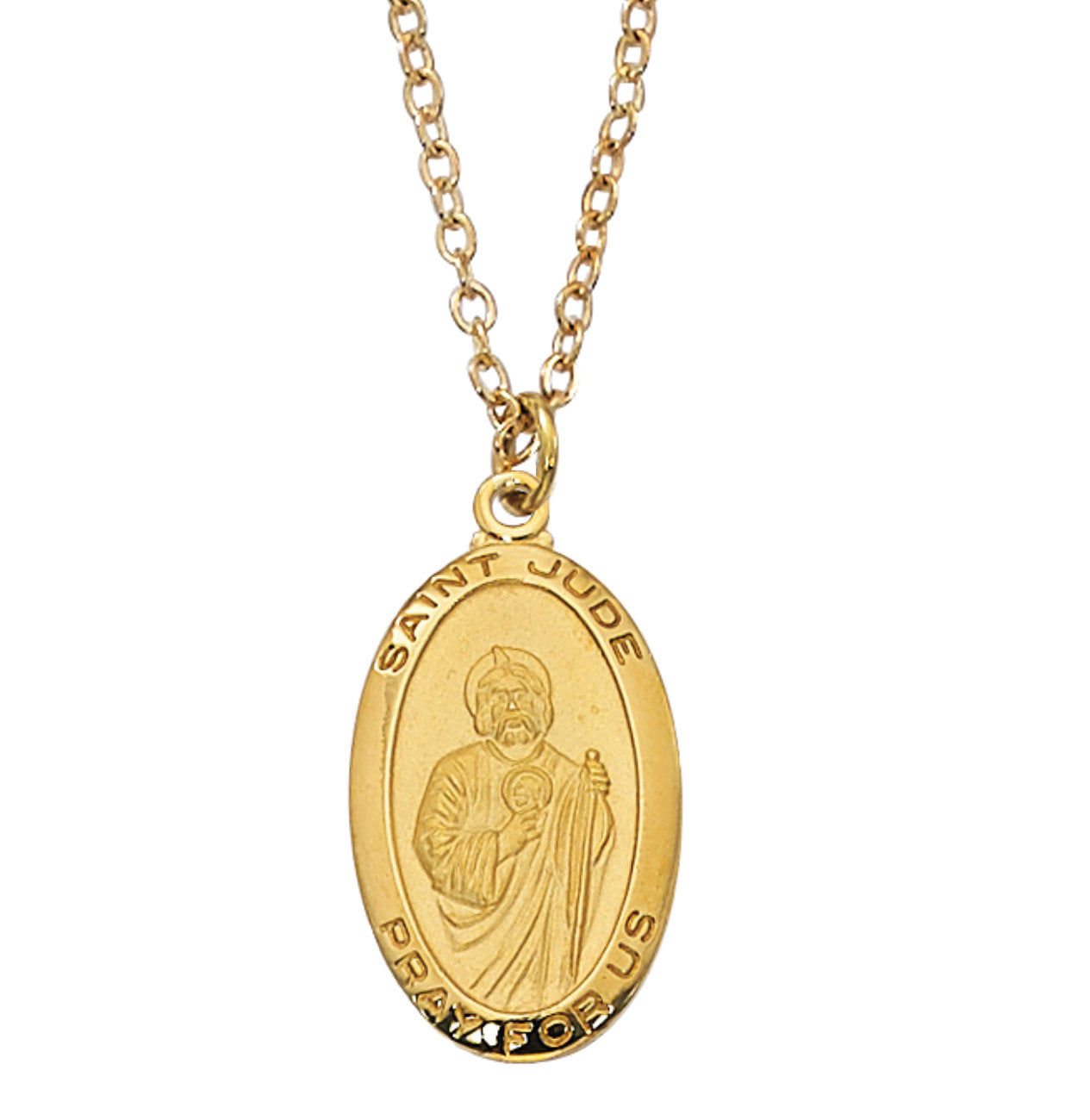 Saint Jude Oval Goldtone Medal for Women
