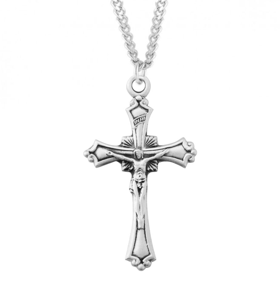 Scroll Tip Crucifix Necklace for Women