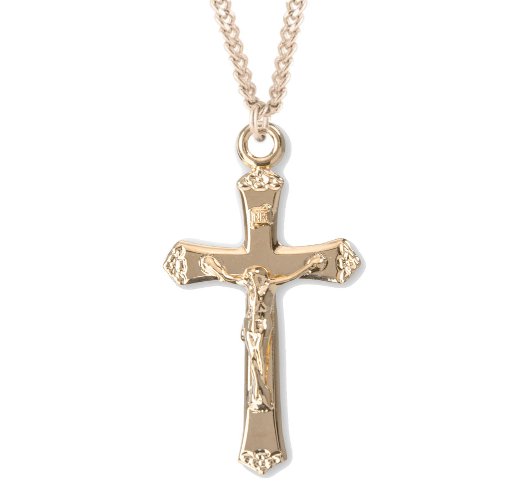 Simple Flower Tip Crucifix Necklace for Women