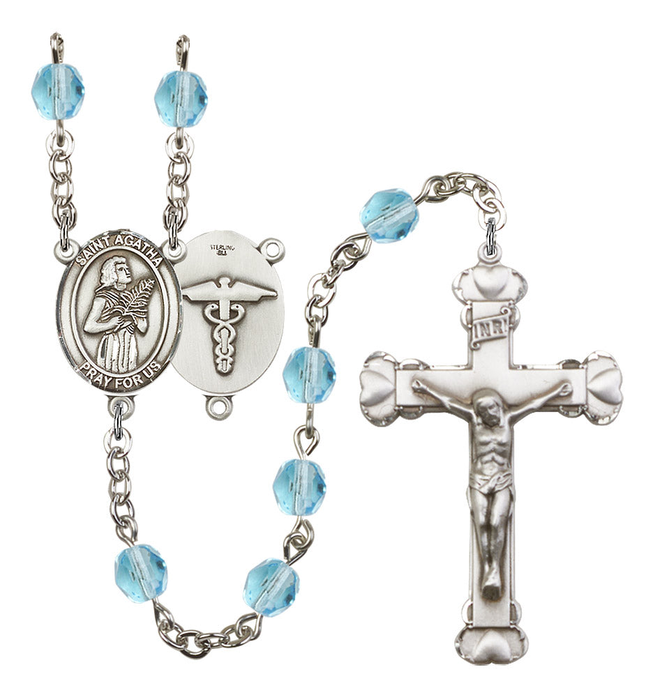 St. Agatha Nurse Birthstone Rosary for Women