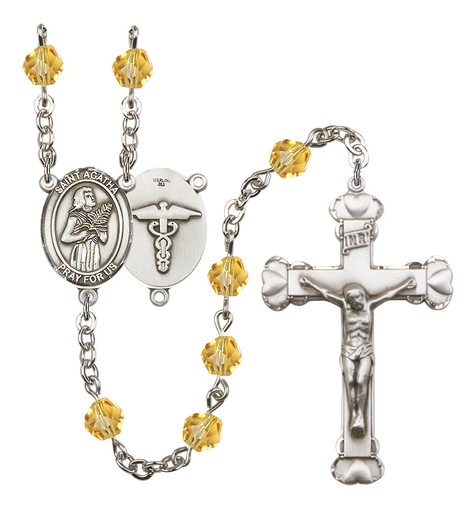 St. Agatha Nurse Birthstone Rosary for Women