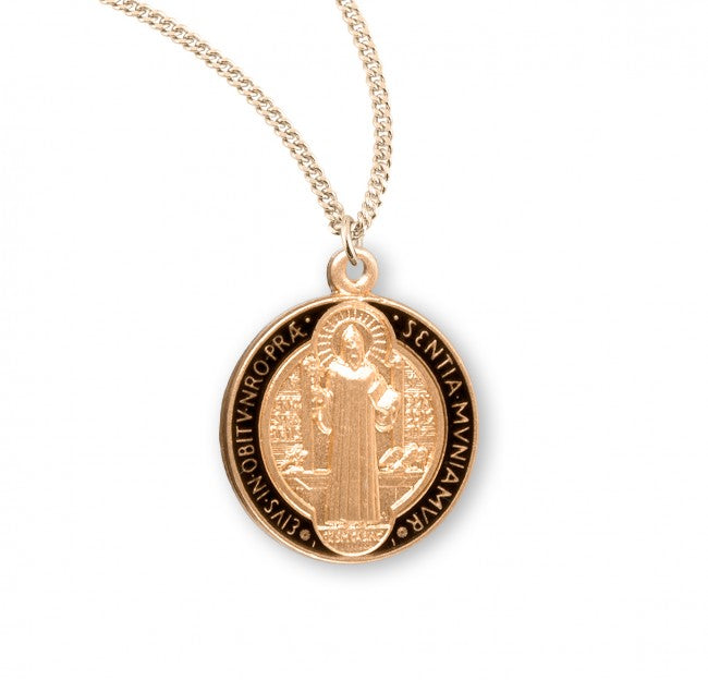 St. Benedict Black Enamel Double-Sided Necklace for Women