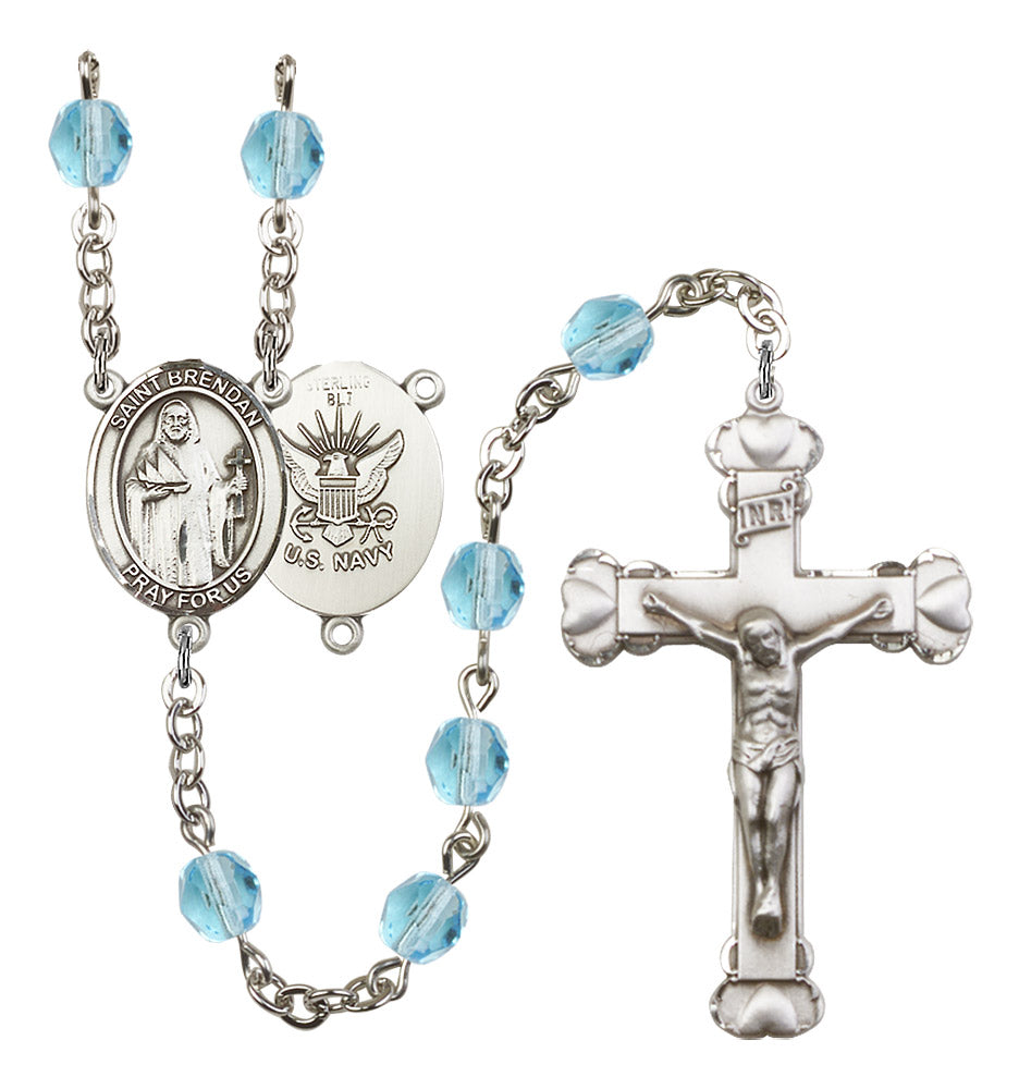 St. Brendan the Navigator Navy Birthstone Rosary for Women