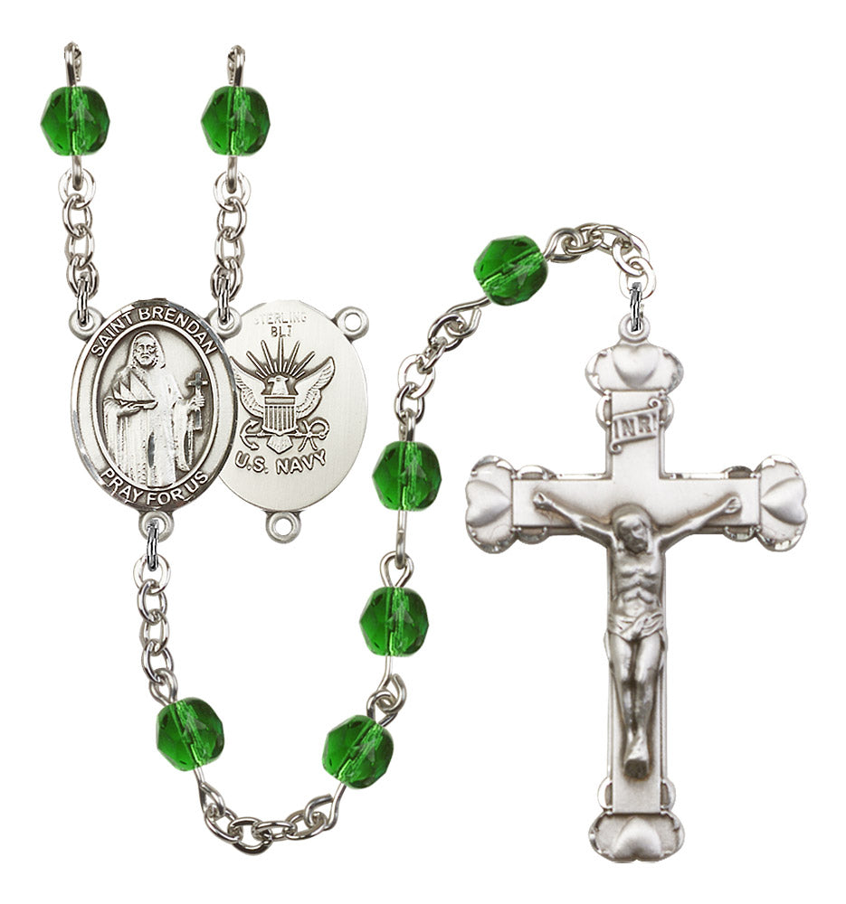 St. Brendan the Navigator Navy Birthstone Rosary for Women