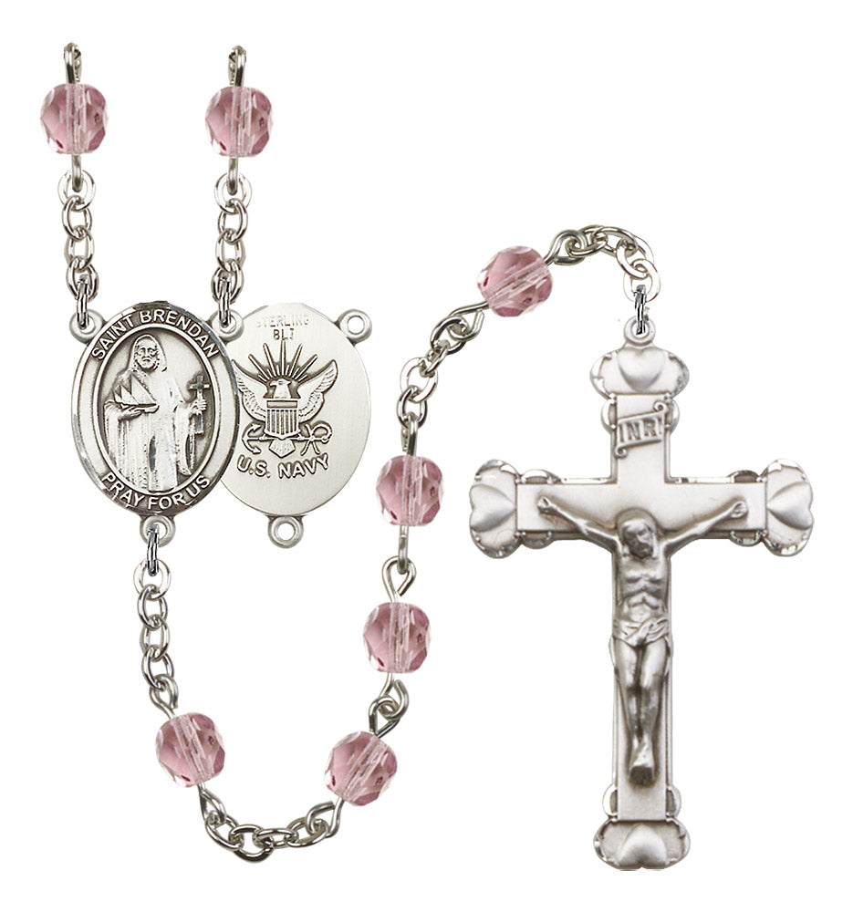 St. Brendan the Navigator Navy Birthstone Rosary for Women