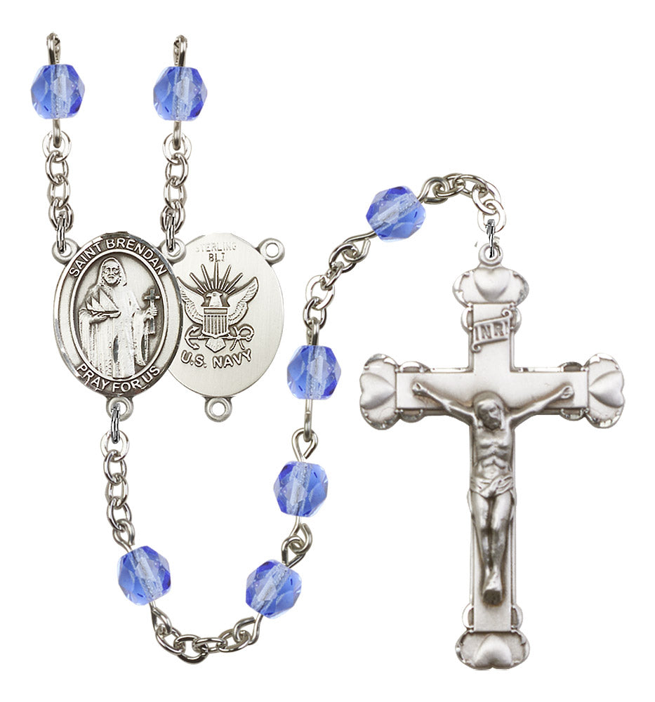 St. Brendan the Navigator Navy Birthstone Rosary for Women