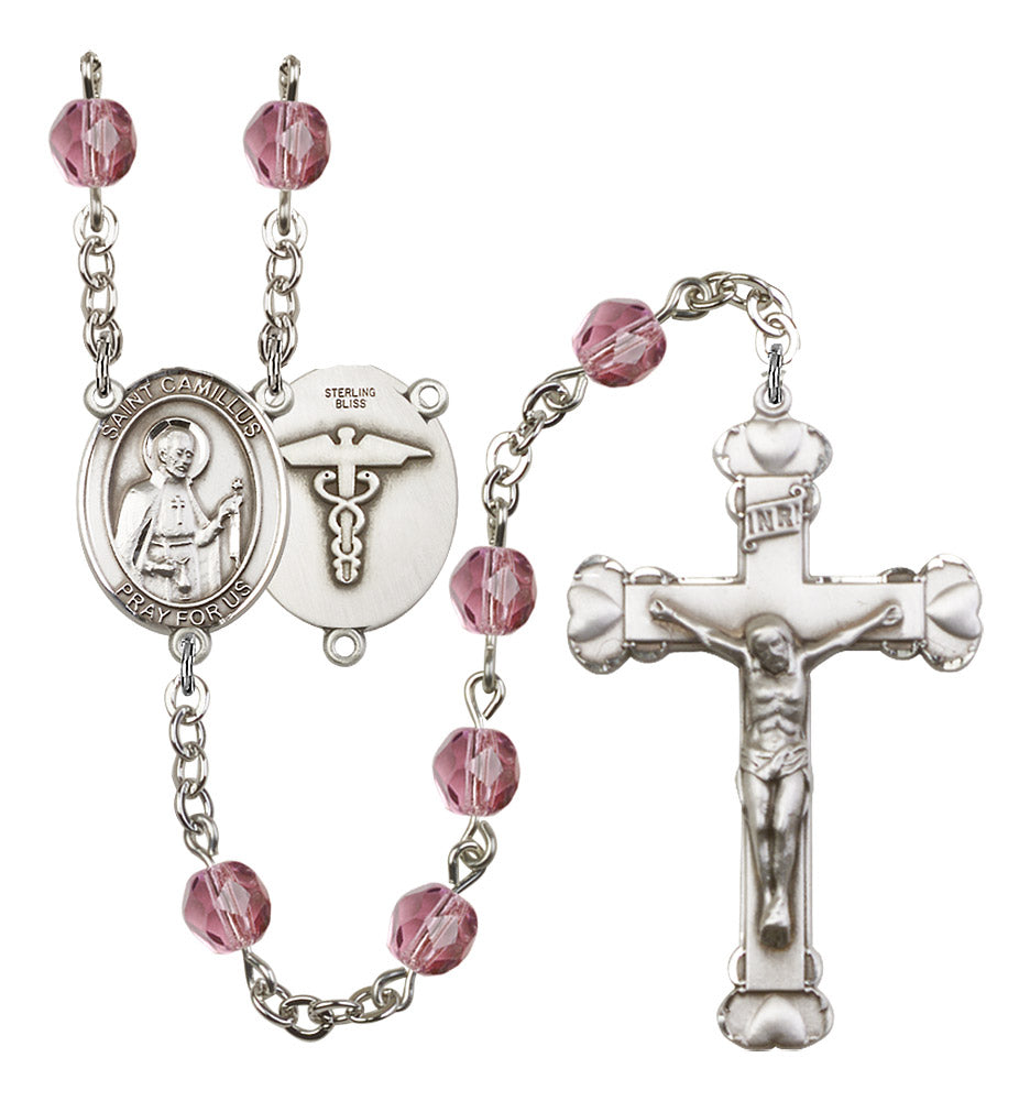 St. Camillus of Lellis Nurse Birthstone Rosary for Women