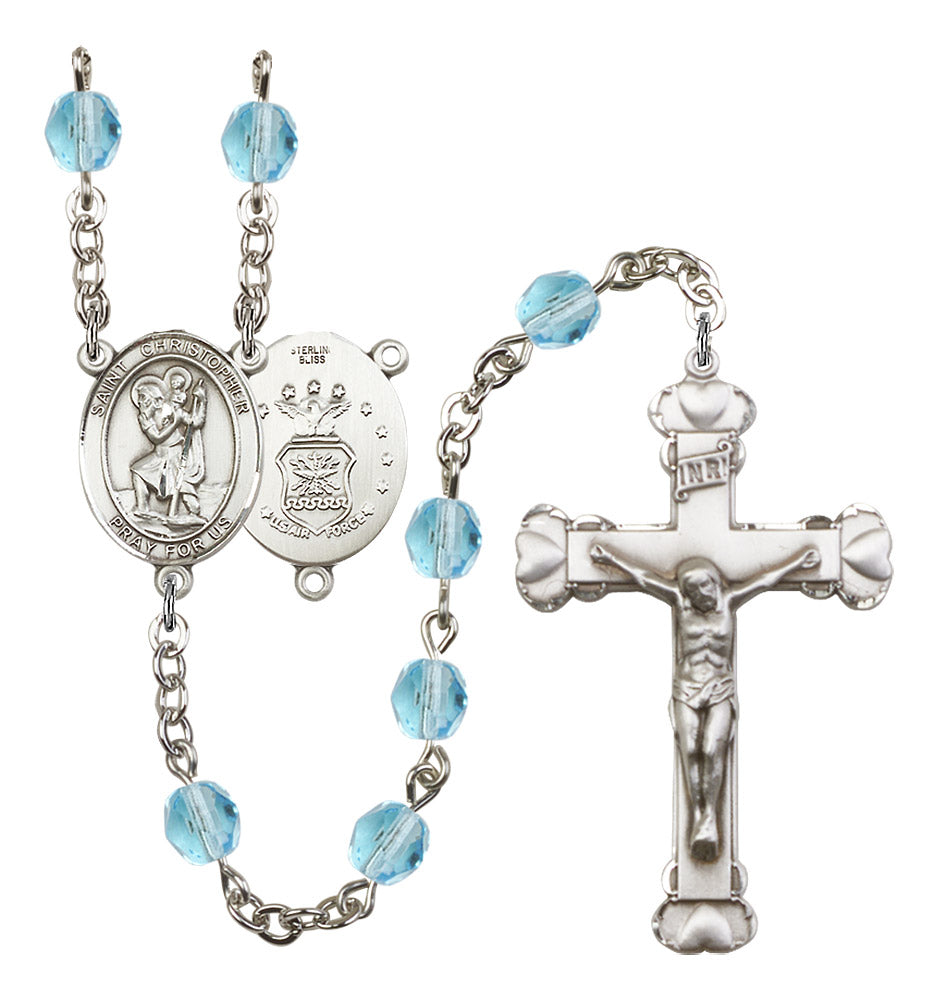St. Christopher Air Force Birthstone Rosary for Women