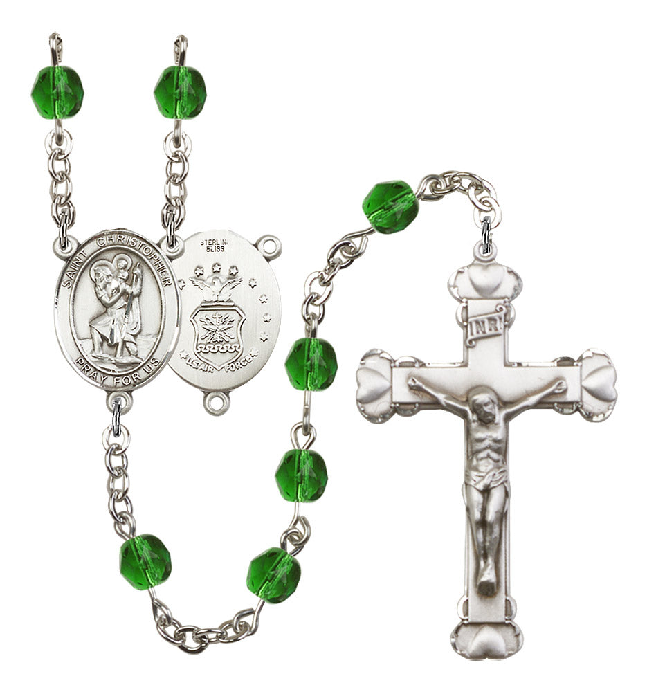 St. Christopher Air Force Birthstone Rosary for Women