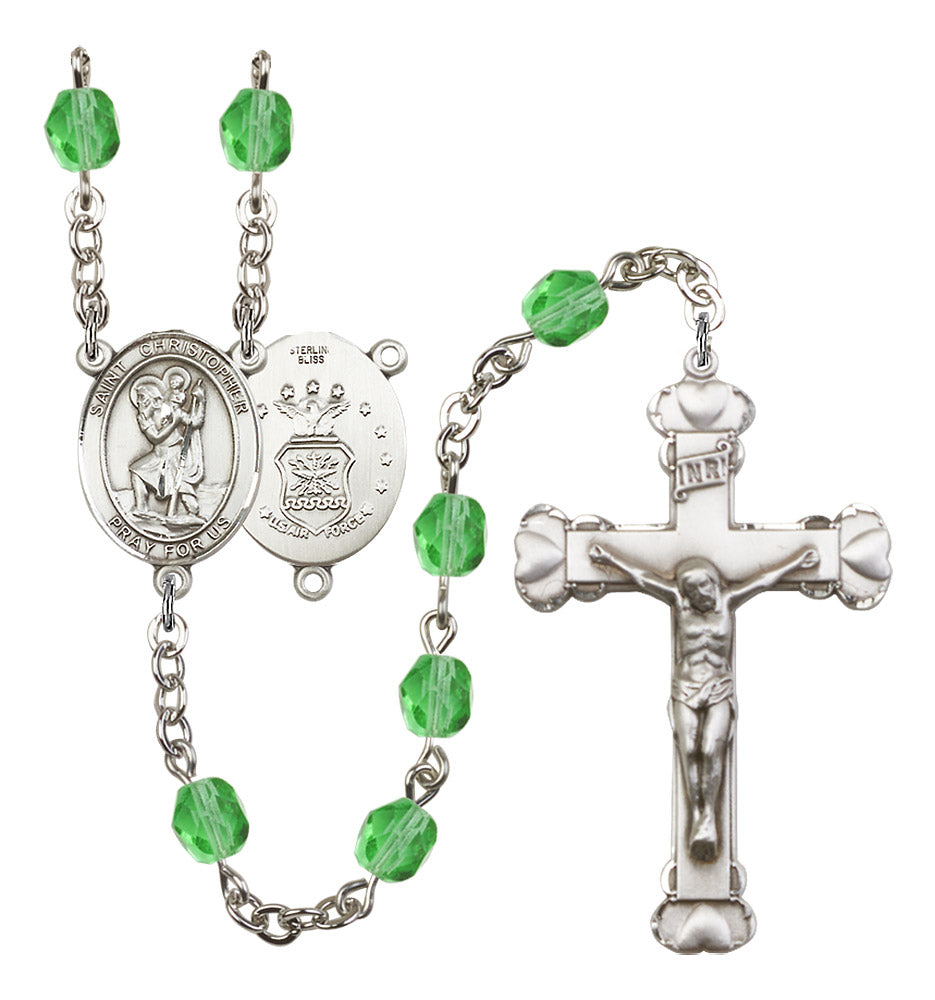 St. Christopher Air Force Birthstone Rosary for Women