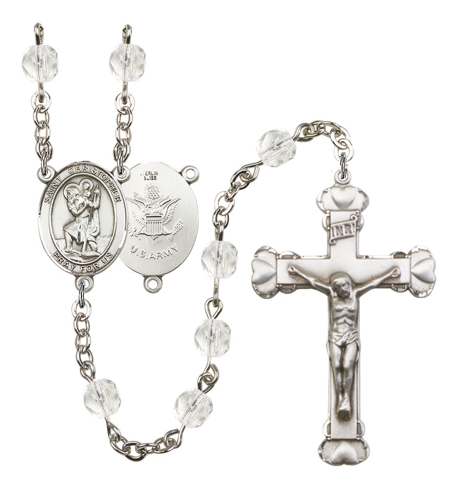 St. Christopher Army Birthstone Rosary for Women