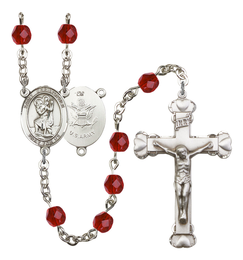 St. Christopher Army Birthstone Rosary for Women
