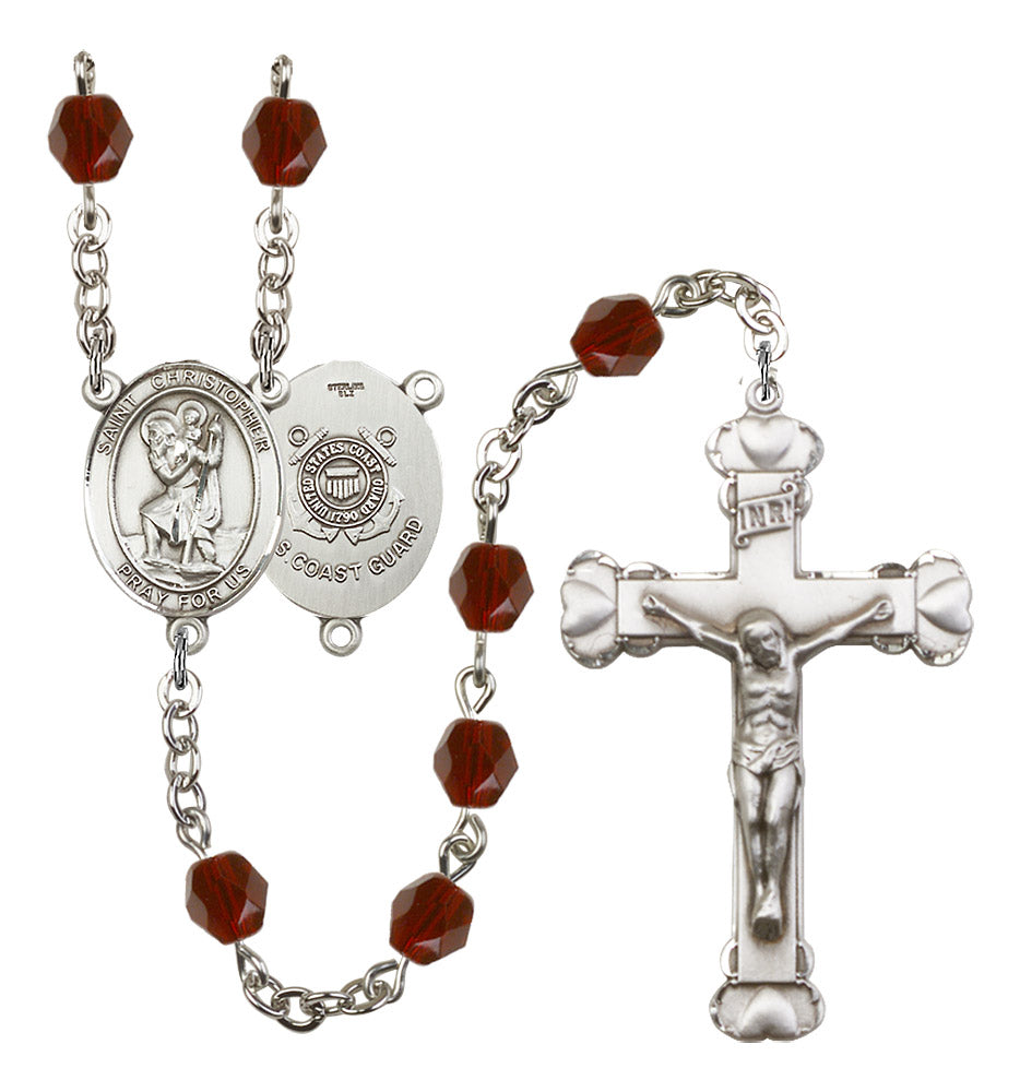 St. Christopher Coast Guard Birthstone Rosary for Women