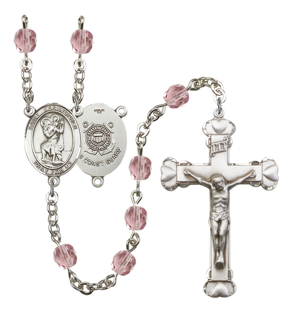 St. Christopher Coast Guard Birthstone Rosary for Women