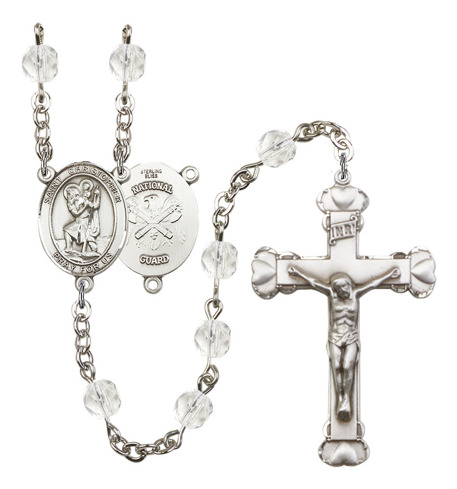 St. Christopher National Guard Birthstone Rosary for Women