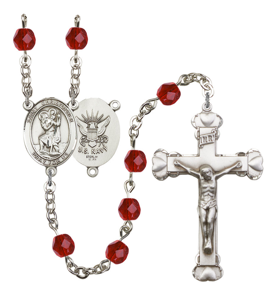 St. Christopher Navy Birthstone Rosary for Women
