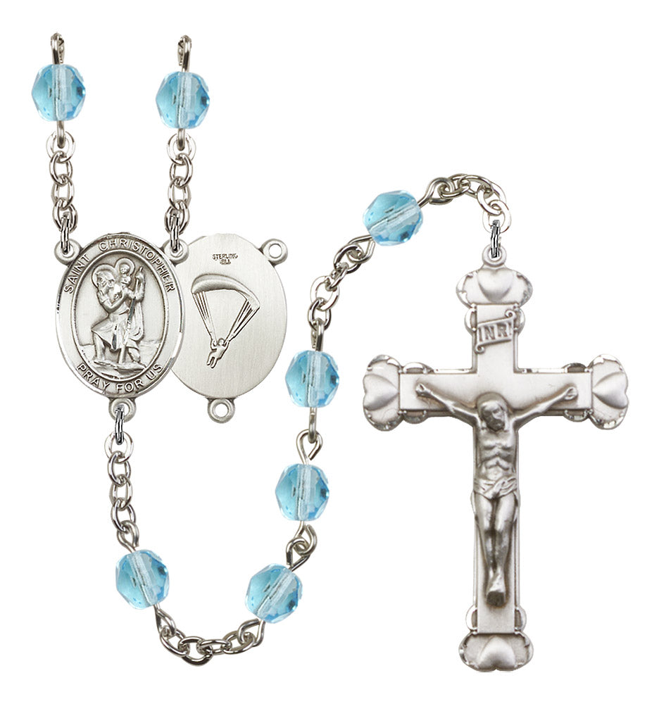 St. Christopher Paratrooper Birthstone Rosary for Women