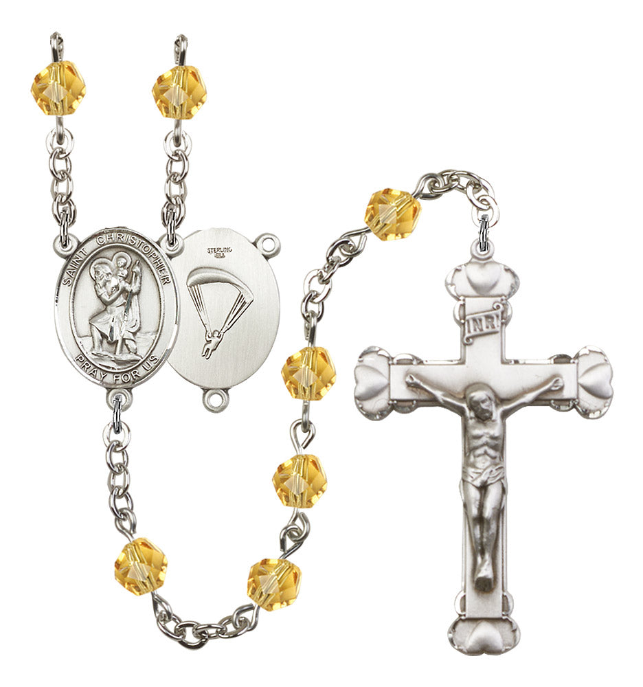 St. Christopher Paratrooper Birthstone Rosary for Women