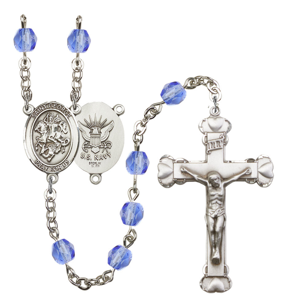 St. George Navy Birthstone Rosary for Women