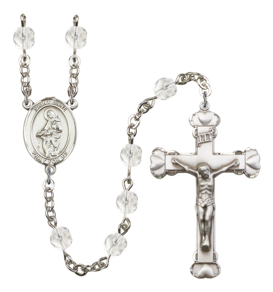 St. Jane Frances de Chantal Silver Plated Birthstone Rosary for Women