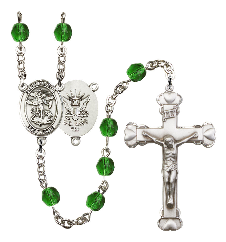 St. Michael Navy Birthstone Rosary for Women