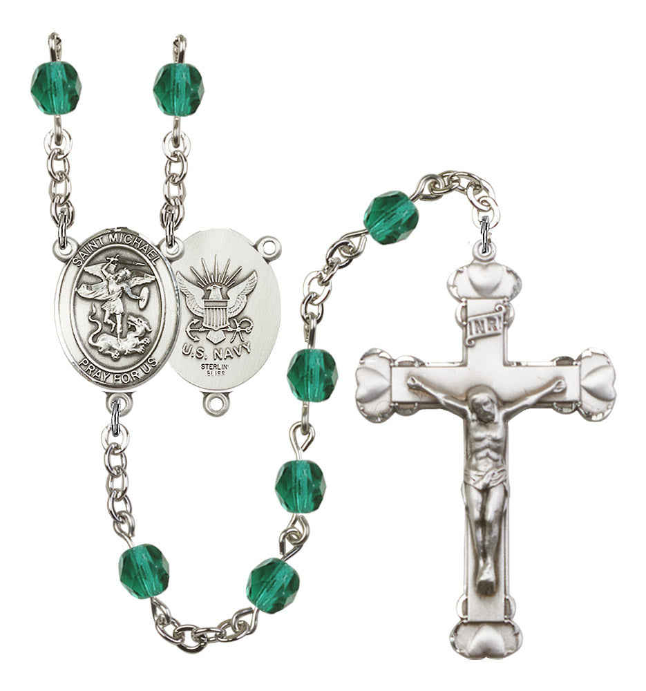 St. Michael Navy Birthstone Rosary for Women